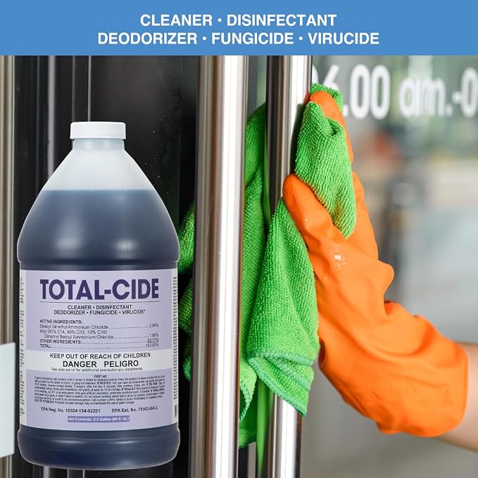 ForPro Total-Cide Disinfectant Solution, 2X Concentrated Formula, Hospital Grade Sanitizer & All Purpose Cleaner, 64 Fl Oz