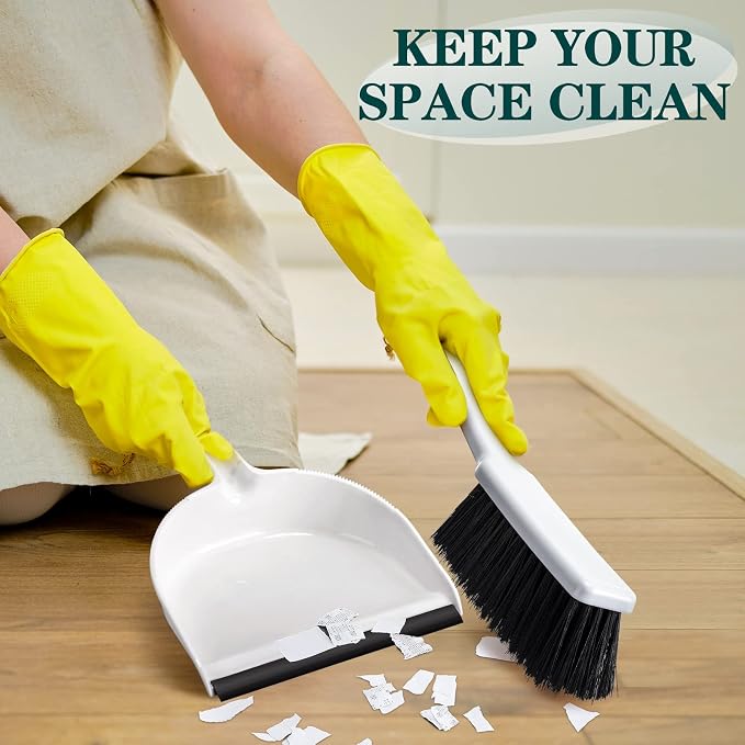 Zubebe 18 Pcs Mini Dustpan and Brush Set, Small Broom and Dustpan Set Small Cleaning Brush Portable Hand Broom Set for Home Office Kitchen Table Desktop Floor Cleaning Supplies