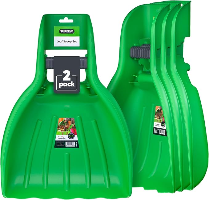 Leaf Collector, Leaf Scoops, Hand Rake for Leaf Picker Upper Gardening Hand Tools, Lawn Cleaning Garden Rake 2 Pairs Leaf Scoop, Green Plastic Leaf Grabber, by Superio