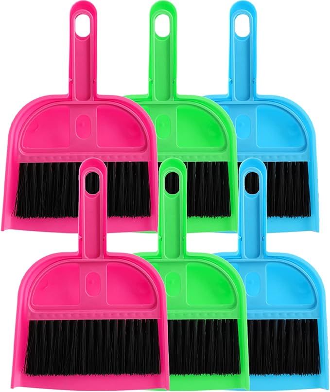 TOPZEA 6 Pack Mini Dust Pan and Brush Set, Mini Hand Broom Dustpan Set Hand Whisk for Table, Desk, Countertop, Keyboard, Cat, Dog and Other Pets
