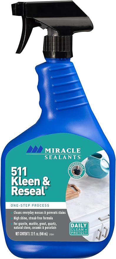 Miracle Sealants 511 Kleen & Reseal Cleaner & Protectant Spray for Granite, Marble, Stone, Countertops, Tile & Grout, 32 oz