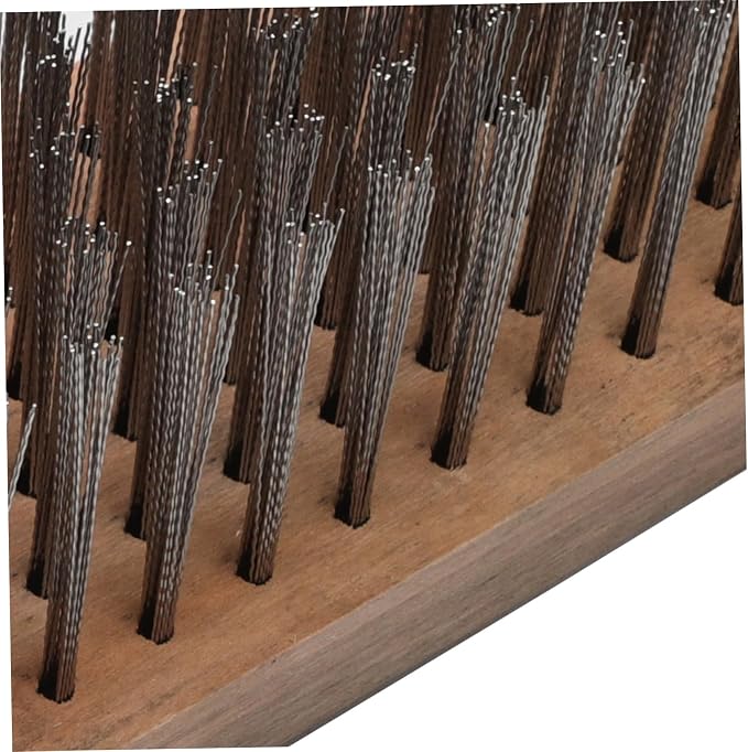 Kisangel Stainless Steel Moss Scrub Brush Heavy Duty Long Handle for Outdoor Cleaning of Patios Decks and Concrete Durable Hard Bristle Design for Tough Stains