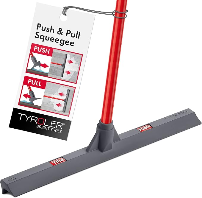 Tyroler Floor Squeegee Heavy Duty 17" | Floor Squeegee for Concrete Floors | | Heavy Duty Squeegee for Floor | 55" 4 Part Handle Squeegee Broom for Deck, Patio, Tiles, Marble, Garage, Shower, Window