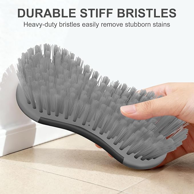 SetSail Multi-Purpose Scrub Brush of 2 Pack, Black Grey | Stiff Bristles Cleaning Brush with Non-Slip Grip Heavy Duty Scrub Brushes for Cleaning Bathroom Kitchen Tile Bathtub Sink