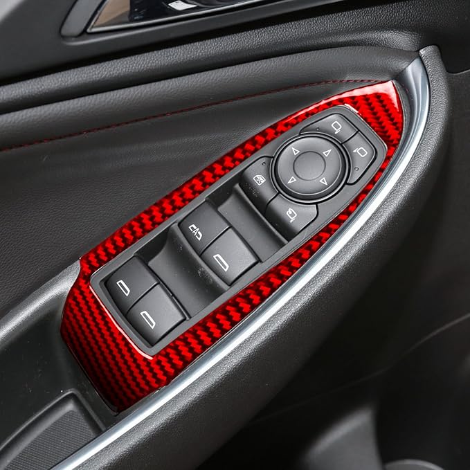Real Carbon Fiber Trim for Chevy Malibu 9th Gen Accessories | for 2016-2024 Window Lift Button Panel Cover Sticker Interior Thick Overlay Decal