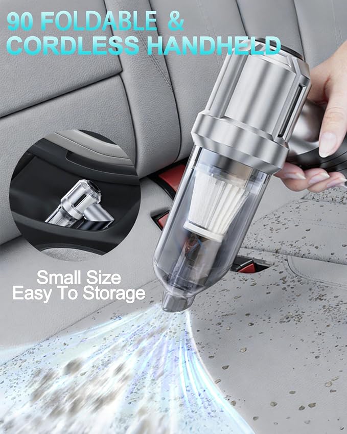 houscly Car Vacuum Cordless Mini Handhled 4-in-1 High Power Cleaner 20000Pa | Brushless motor-6000mAh-Rechargeable-Duster blower-Pet hair crumb cleaning for car sofa office desk- Ideal gifts for men