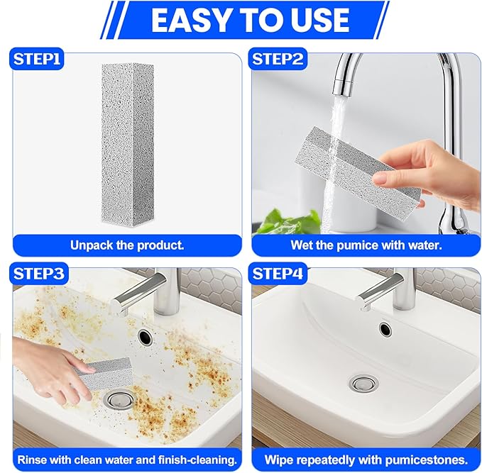 Riuja 6 Pack Pumice Stone Toilet Bowl Cleaner, Pumice Stone for Cleaning | Scouring Stick Removes Hard Water Ring & Rust Stain, Easy to Shape Powerfully Cleans Toilets, Ceramic, Grill, Tub, Pool, Sink