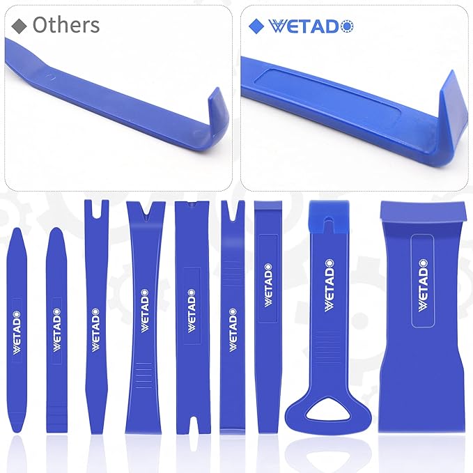 Auto Trim Removal Tools Kit, Wetado 15Pcs Car Panel Removal Tool Interior Trim Kit Fastener Rivet Remover Plastic Pry Tool Set - Metal Removal of Car Molding, Dashboards, Wheel Hubs