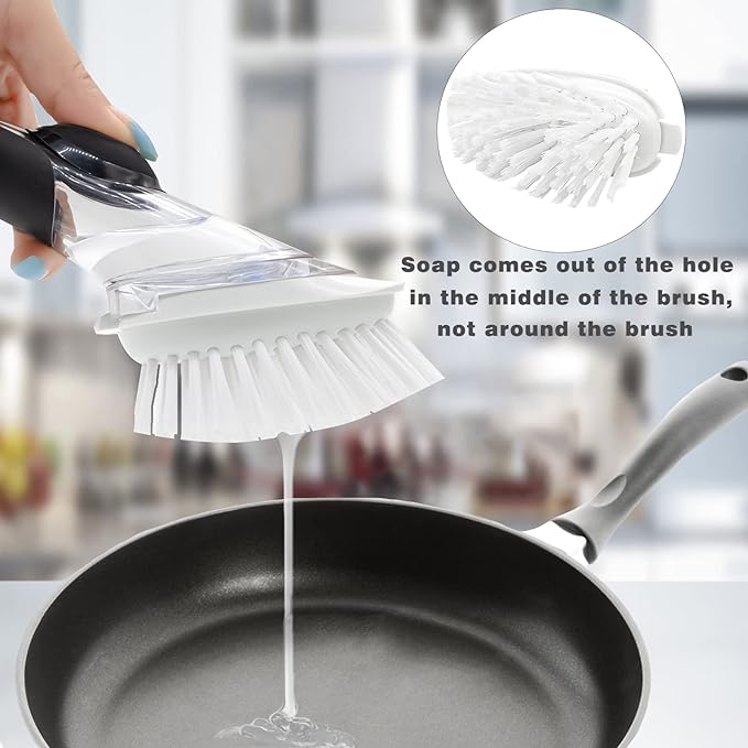 Brush Refills for OXO Dish Brush - 4 Pack Dish Brush Cleaning Soap Dispensing Head Replacement for Scrubber (White)
