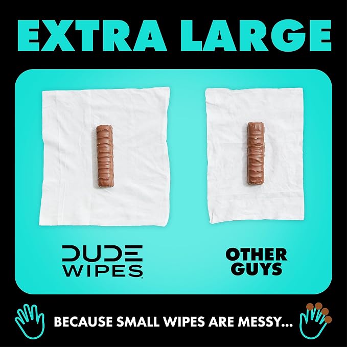 DUDE Wipes, 48 Wipes, 2 Pack | Flushable | Mint Chill | Extra-Large | Eucalyptus & Tea Tree Oil