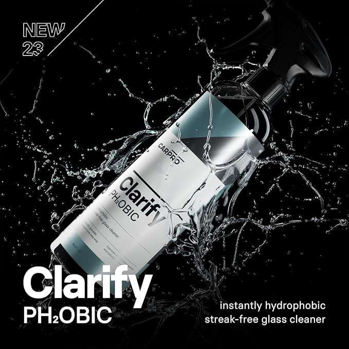 CARPRO Clarify PH₂OBIC- Glass Cleaner & Water Repellent, Streak-Free Rain Repellent - Safe on Interior and Exterior Glass & Windshield - Hydrophobic Slickness Reduce Wiper Chatter - 500mL (17oz)