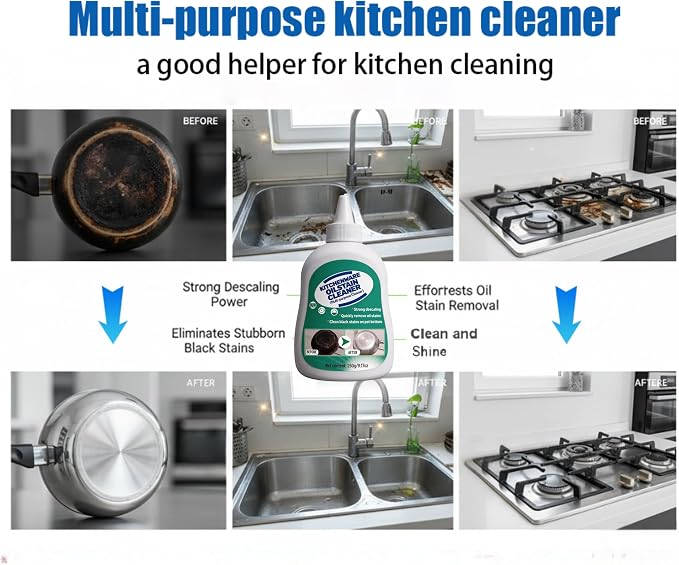 Kitchenware Oil Stain Cleaner, Multi-purpose Kitchen Cleaner, Pot Bottom Black Stain Cleaner, Pan Bottom Cleaning Paste,Powerful Kitchenware Cleaner, Oil Stain Remover (260, Grams)