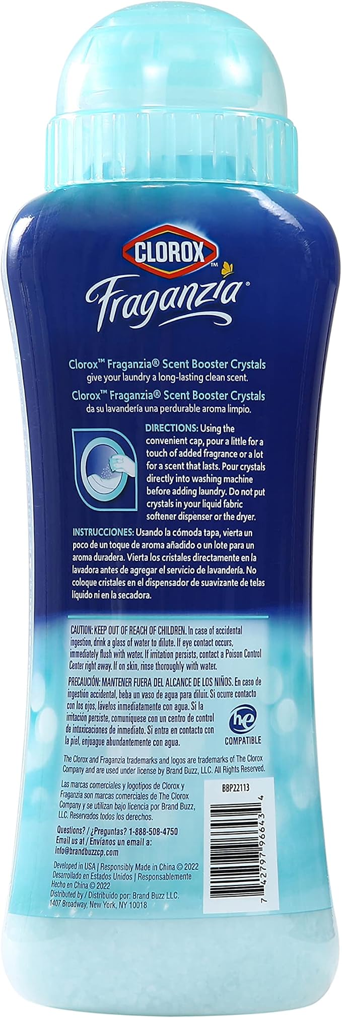Clorox Fraganzia In-Wash Laundry Scent Booster Crystals, Ocean Scent Fragrance Beads for Clothes and Linens, Safe for All Fabrics and Colors, HE Compatible, 18 Oz (Pack of 4)