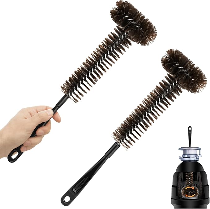 2 Pack Garbage Disposal Cleaner Brush 15" Extra Long Handle for Deep Cleaning Sink and Drain Eliminates Residue, Odor