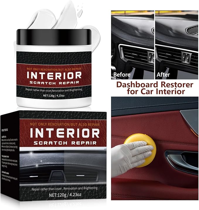 Car Scratch Repair Kit - 2026 Upgraded，Interior Scratch Remover for Car Dashboards, Plastics, and Leather, Long-Lasting Protection and Gloss Enhancement - 4.23 oz