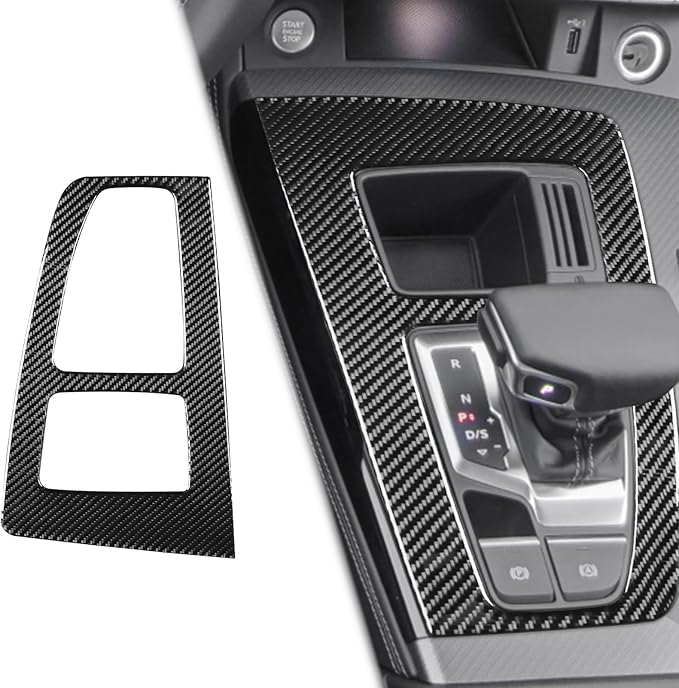 Real Carbon Fiber Trim for Audi 80A Q5 Accessories | for SQ5 2018-2025 Console Gear Shift Panel Frame Cover Sticker Interior Thick Overlay Decal - B