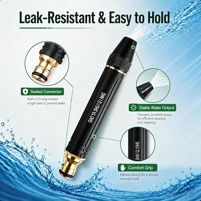 Home High-Pressure Car Wash Water Gun, Hose Nozzle, Garden Hose Sprayer with water pipe buckles, Adjustable Spray Patterns, for Watering Plants and Vegetables, Car Washing and Outdoor Cleaning (2)
