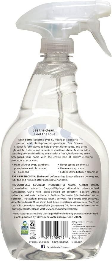 Earth Friendly Products Shower Cleaner Made with Tea Tree Oil, 22 Ounces