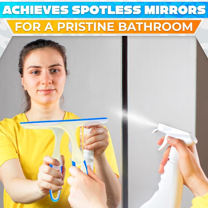 4Pcs 9.5” Hand Squeegee for Shower Glass - Durable Plastic Grip, Random Colors, Flexible Silicone Blade, Easy Hanging Hook, Lightweight Ergonomic Shower Squeegee for Glass Doors, Windows, and Tiles