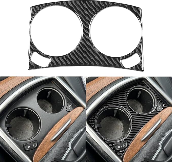 Real Carbon Fiber Car Cup Holder Panel Sticker Compatible with 2015-2023 Chrysler 300 / 300C / 300S / Limited/Touring Interior Decal Trim Accessoriess - B
