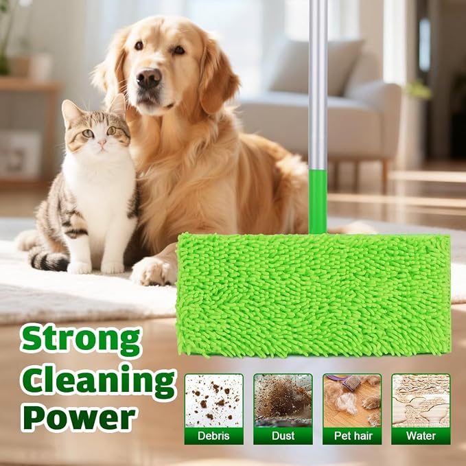 UNIMADE Reusable Microfiber Mop Pads Compatible with Swiffer Sweeper | 6 Replacement Pads + 1 Base Pad - Dry & Wet Sweeping Cloths, Washable Mopping Refills Use for Most Floor Types