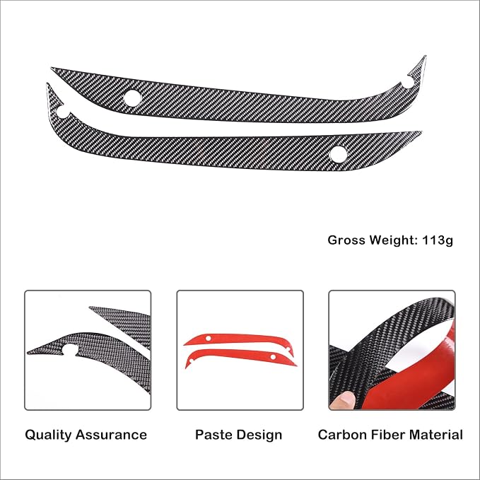 Aunginsy Car Rear Inner Door Window Trim Sticker Compatible with Toyota Tundra 2022 2023 2024 Pickup Truck Real Carbon Fiber Material Decorative Sticker Protection Cover Interior Accessories