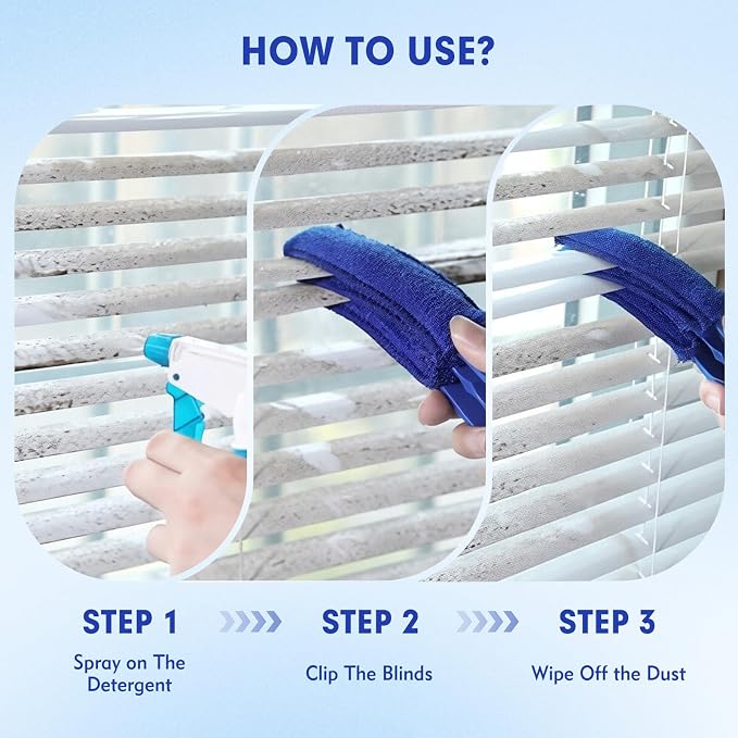 Window Blind Cleaner Duster Tool | 2 Pack with 6 Reusable Sleeves, Handheld Mini Blinds Cleaner for Venetian Blinds, Shutters and Jalousie Dust Removal