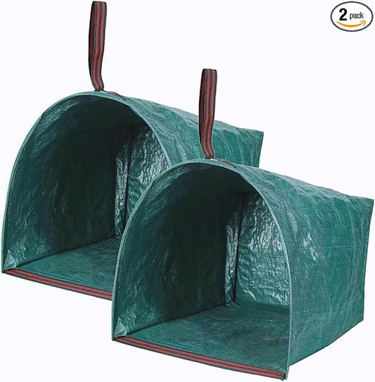 2-Pack Heavy-Duty Reusable Dustpan-Type Yard Waste Bags | For leaves, grass clippings, garden debris, lawn cleanup. Durable, foldable, easy carry. Great for outdoor, camping, laundry