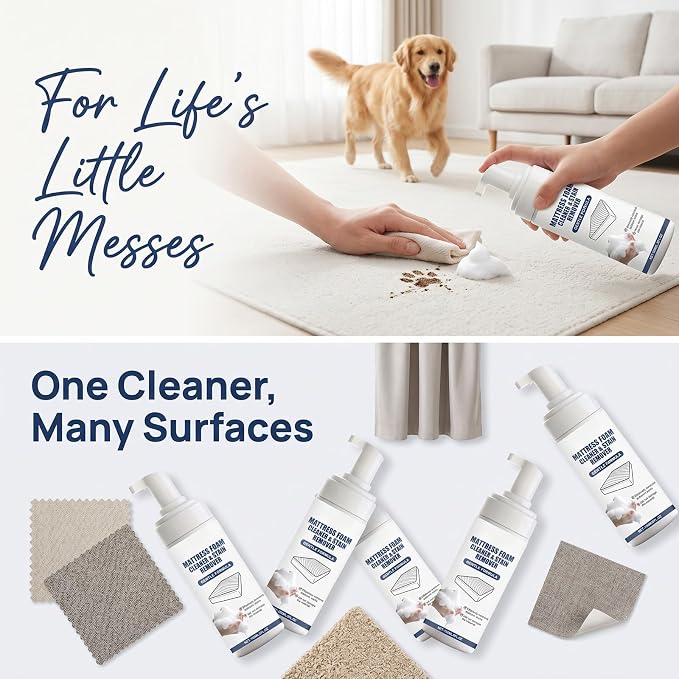 Multi-Surface Mattress Foam Cleaner, Mattress Stain Remover, Powerful Bed Stain Remover Spray for Fabric, Couch, Rug, Carpet, Upholstery (2)