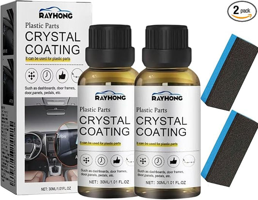 2PCS Plastic Parts Crystal Coating, Plastic Parts Crystal Coating for Car,Plastics Refurbishment Coating Car Interior Refurbishment Agent, Long Duration Plastic Parts Refresher Agent