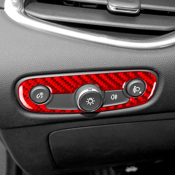 Car Decorative Decals Headlight Switch Button Panel Trim Sticker Compatible with Chevy Malibu 9th Gen Real Carbon Fiber Accessories 2016 2017 2018 2019 2020 2021 2022 2023 2024