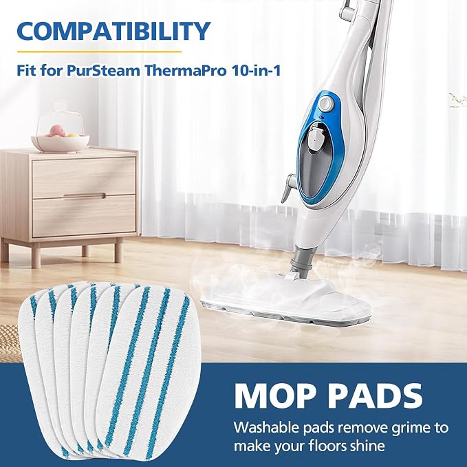 LINNIW 8 Pack Replacement Steam Mop Pads Compatible for PurSteam ThermaPro 10-in-1
