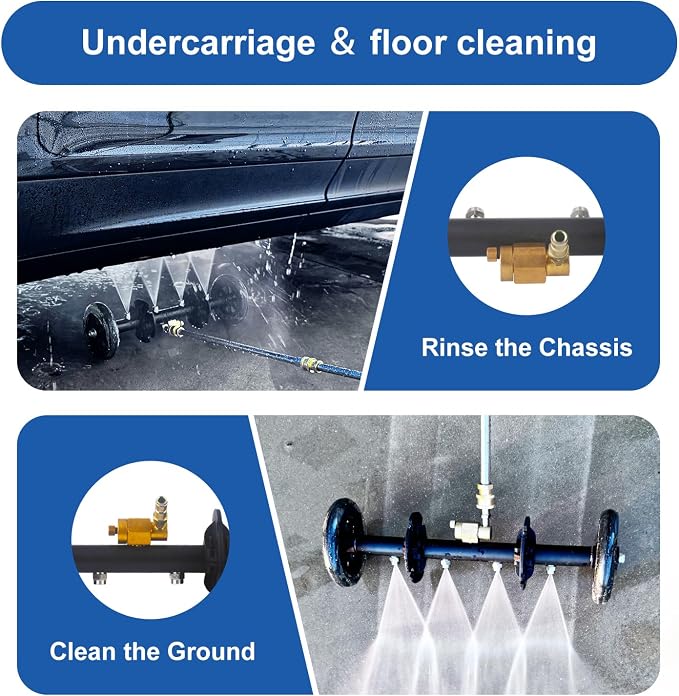 DUSICHIN Undercarriage Cleaner Water Broom Pressure Washer Attachment, 16 Inches Undercarriage Washer, Pressure Washer Underbody Cleaner 4 Extension Wands 4 nozzles DUS3202