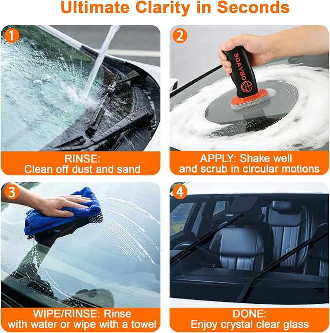 Car Glass Oil Film Cleaning Brush Kit, Windshield Cleaner Tool with Cleaning Emulsion for Auto Windshield Window Mirror, Improve Glass Clarity for Daily Driving