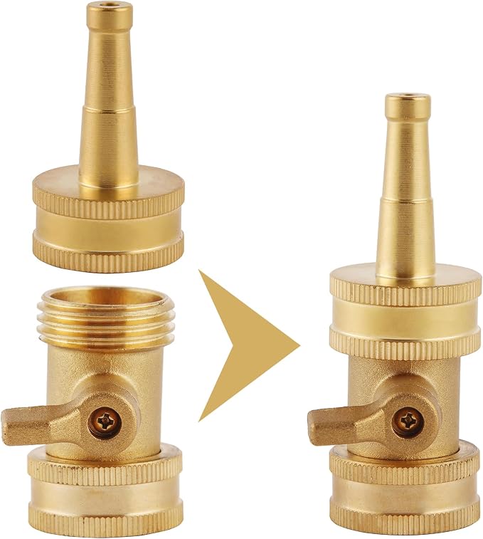 Jet Nozzle Power Washer for Garden Hose | Heavy Duty Brass Jetnozzle with Garden Hose Shut off Valve, Water Hose Nozzle High Pressure Powerful Washer 3/4" GHT, 1 Set