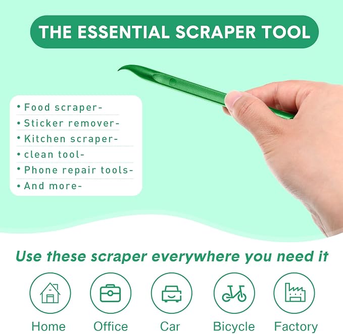 9 Pieces Plastic Scraper Tool Scratch Free Crevice Cleaning Sticker Remover Tool Multipurpose Non Scratch Scrapers for Tight Spaces, Kitchen, Crevices, Auto Detailing, Paint