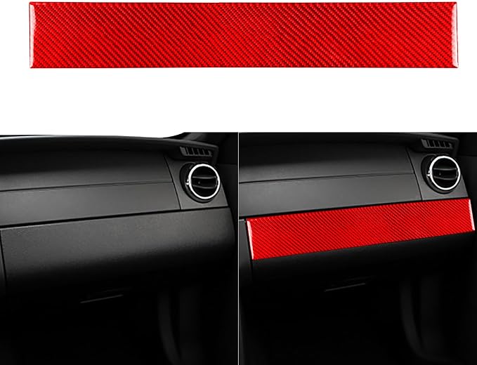Red Real Carbon Fiber Trim for Ford Mustang Accessories | for GT Shelby 2005 2006 2007 2008 2009 Co-Pilot Central Console Instrument Cover Strip Interior Thick Overlay Decal