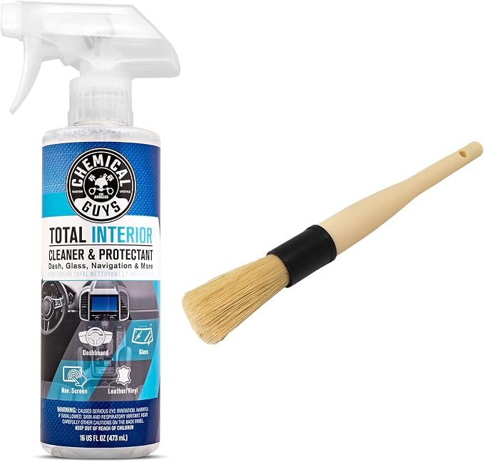 Chemical Guys SPI22016 Total Interior Cleaner and Protectant, 16 fl oz, with Acc_S90 Boar's Hair Detailing Brush, Safe for Cars, Trucks, SUVs, Jeeps, Motorcycles, RVs & More