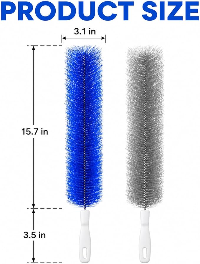 Fan Cleaning Brush, Bendable Microfiber Duster, Washable Reusable Fan Brush Cleaner for Fan Blades, Vents, Screens & Narrow Gaps (2, Gray)