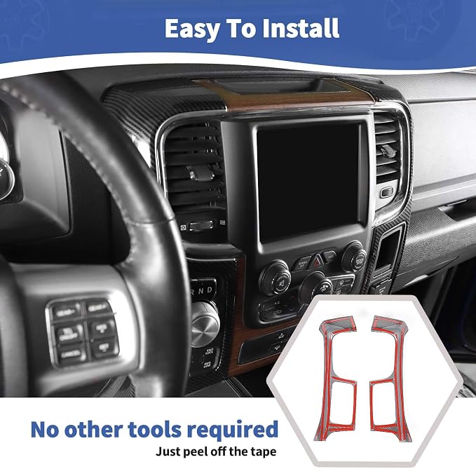 RT-TCZ for RAM Carbon Fiber Center Console Dashboard Air AC Vents Trim Cover for Dodge RAM 2012-2017 ABS Interior Accessories 2pcs