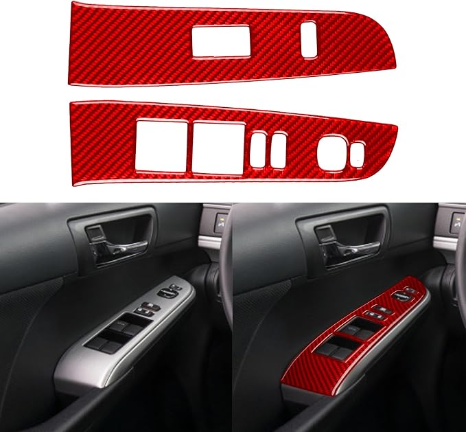 Real Carbon Fiber Trim for Toyota Camry Accessories | for 2012 2013 2014 Door Glass Lifting Control Panel Window Switch Panel Interior Thick Overlay Decal 2PCs