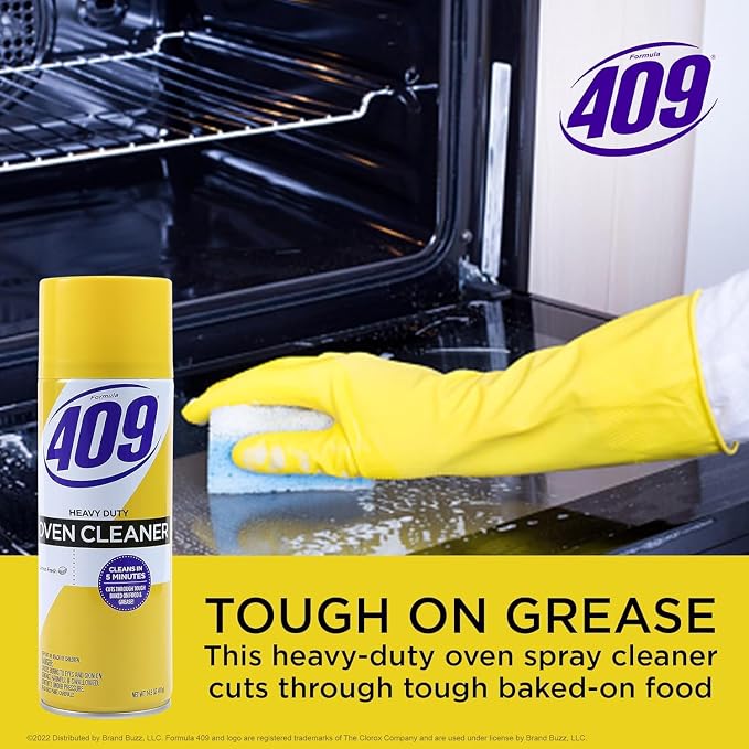 Formula 409 Heavy Duty Oven and Grill Cleaner Spray, Lemon Scent, Cuts Baked-On Grease and Grime on Contact, Fume-Free Aerosol, 5-Minute or Overnight Deep Clean, 14.5 Oz - 6 Pack