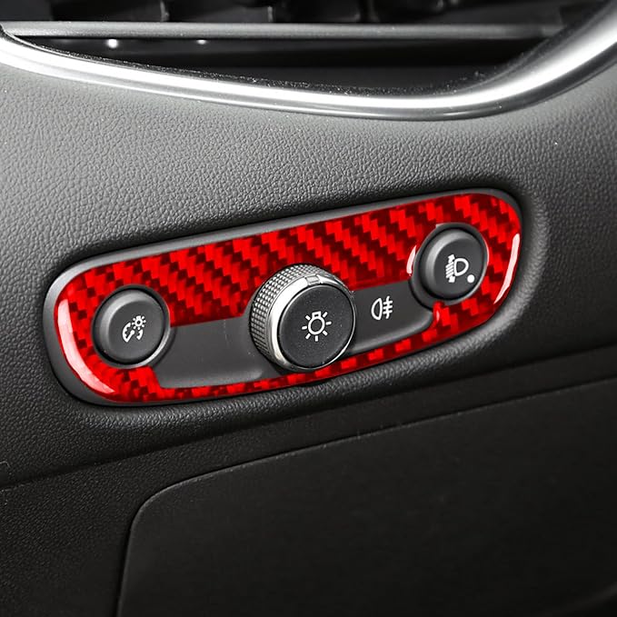 Car Decorative Decals Headlight Switch Button Panel Trim Sticker Compatible with Chevy Malibu 9th Gen Real Carbon Fiber Accessories 2016 2017 2018 2019 2020 2021 2022 2023 2024