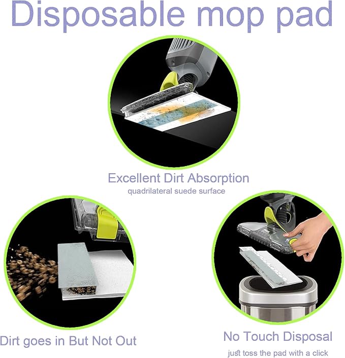 Disposable Hard Floor Mop Replacement Pads – Compatible with Shark VACMOP VM252, VM250, VM190, VC205, QM250 for All Hard Floors 10 Pack