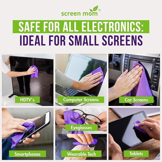 Screen Mom Screen Cleaner Spray 2 Pack-2x1oz for TV, Car, Laptop & Computer | Streak-Free Cleaning, Glass & OLED Safe, Alcohol & Ammonia Free, Includes 2-Microfiber Cloths, Removes Fingerprints & Smudges