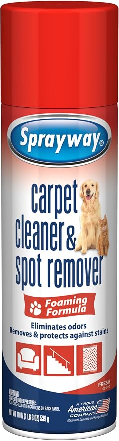 Sprayway Carpet Cleaner (Pet), 19oz, Pack of 6 | Removes Pet Stains & Odors, Foaming Action | Deep Cleans Carpets & Upholstery | Fresh Scent, Quick-Drying Formula