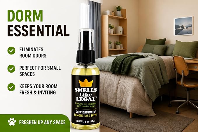 Lemongrass Scent 3 oz Travel Size Odor Eliminator Spray – Eliminates Smoke, Cannabis, Pet & Food Odors – Fabric Safe – Made in USA