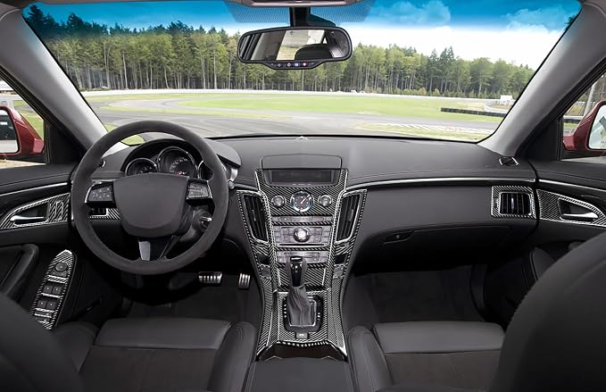 Real Carbon Fiber Trim for Cadillac CTS Accessories | for 2008 2009 2010 2011 2012 2013 Full Set Air Outlets Central Console Dashboard Sticker Interior Thick Overlay Decal