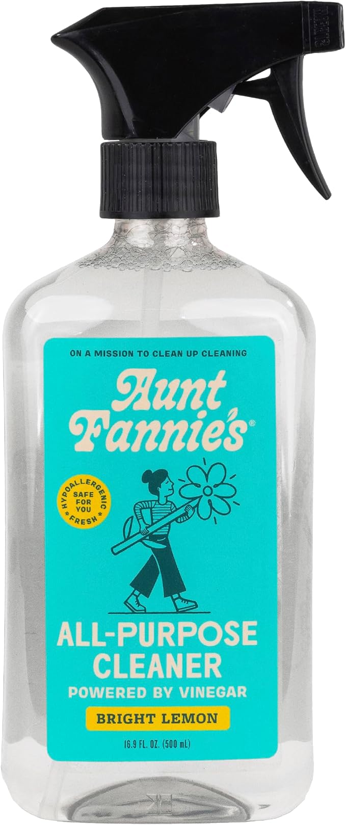 Aunt Fannie's All Purpose Vinegar Cleaner Spray, Lemon, Pack of 1 | Cuts Grease & Grime, No Harsh Residue, Safe for Kitchens Bathrooms Windows Counters & Sealed Areas, Kid and Pet Safe