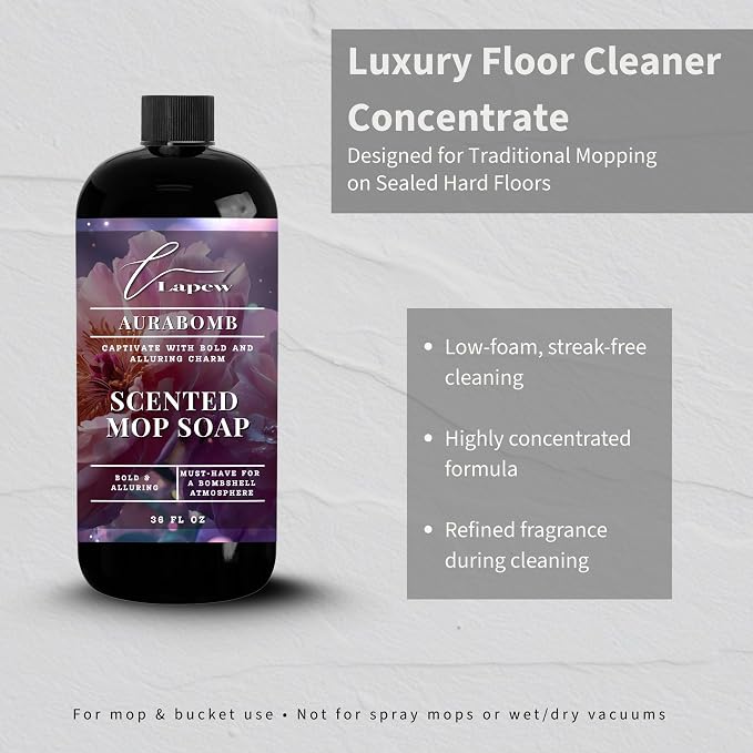 Lapew Aurabomb Scented Mop Soap - Luxury Floor Cleaner Concentrate for Mopping Tile, Laminate, Vinyl & Hardwood | Streak-Free, Low-Foam | 36 oz